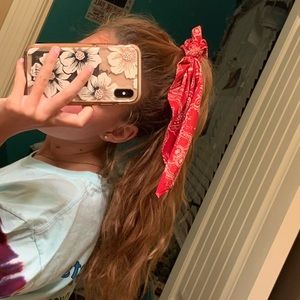 Red bandana hair scarf